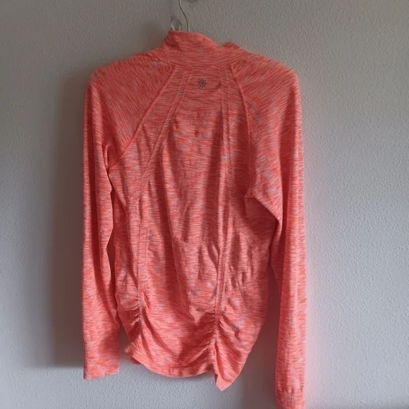 Like New Athleta Fast track 1/4 zip orange pullover medium w/ reflective details - Picture 3 of 4